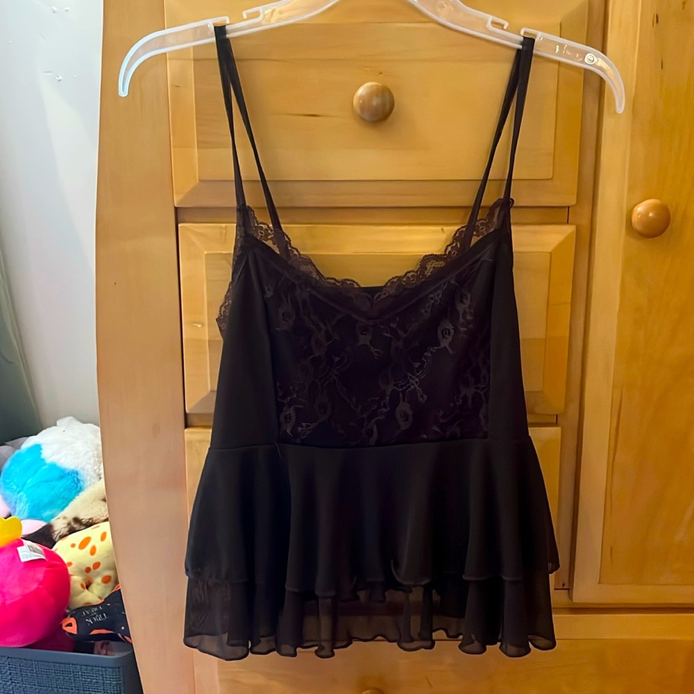 Brown Flowy Floral Lace Romwe Blouse